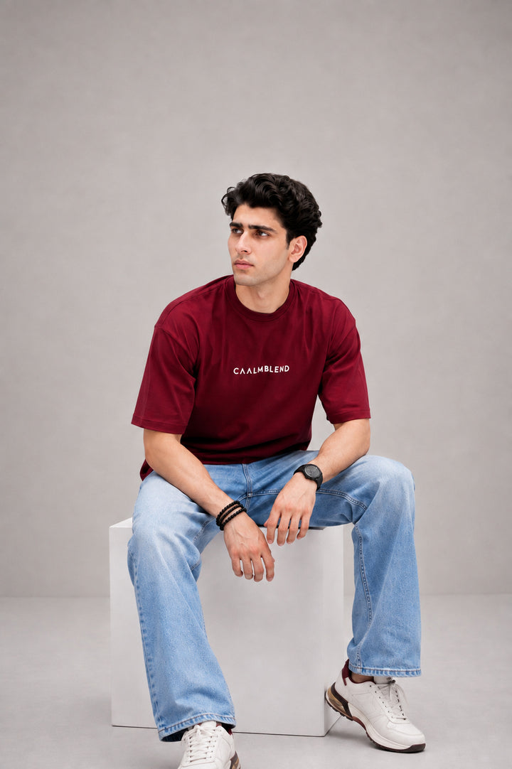 Warmth | Maroon Oversized T-Shirt
